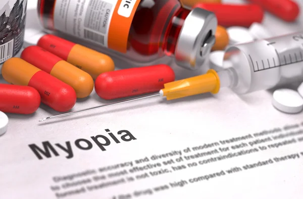 Diagnos - myopi. Medicinska begrepp. — Stockfoto