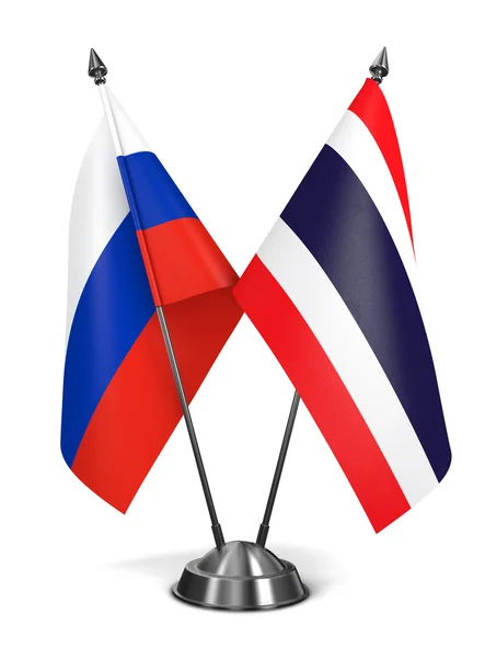 Russia and Thailand - Miniature Flags. — Stock Photo, Image