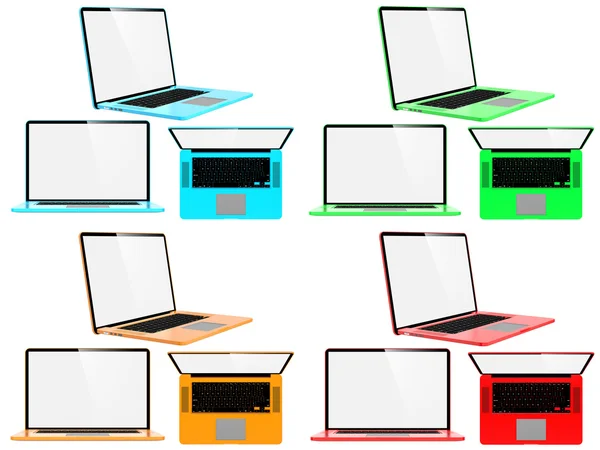 Set of Color Modern Laptops. — Stock Photo, Image