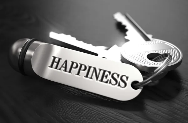 幸福への鍵。黄金のキーチェーンのコンセプト. — ストック写真