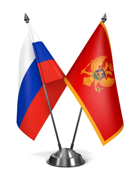 Rosja i Czarnogóra - miniaturowe flagi. — Zdjęcie stockowe