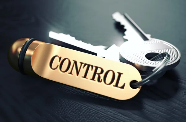 Control - Bunch of Keys with Text on Golden Keychain. — Stock Photo, Image