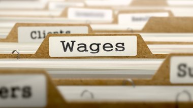 Wages Concept with Word on Folder. clipart