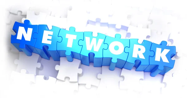 Network - Text on Blue Puzzles. — Stock Photo, Image