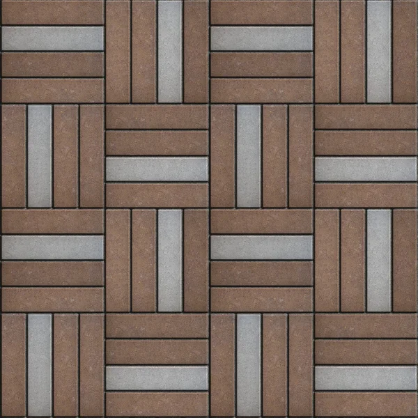 Rettangolo pavimentazione marrone e grigio Disposto in forma di tessitura . — Foto Stock