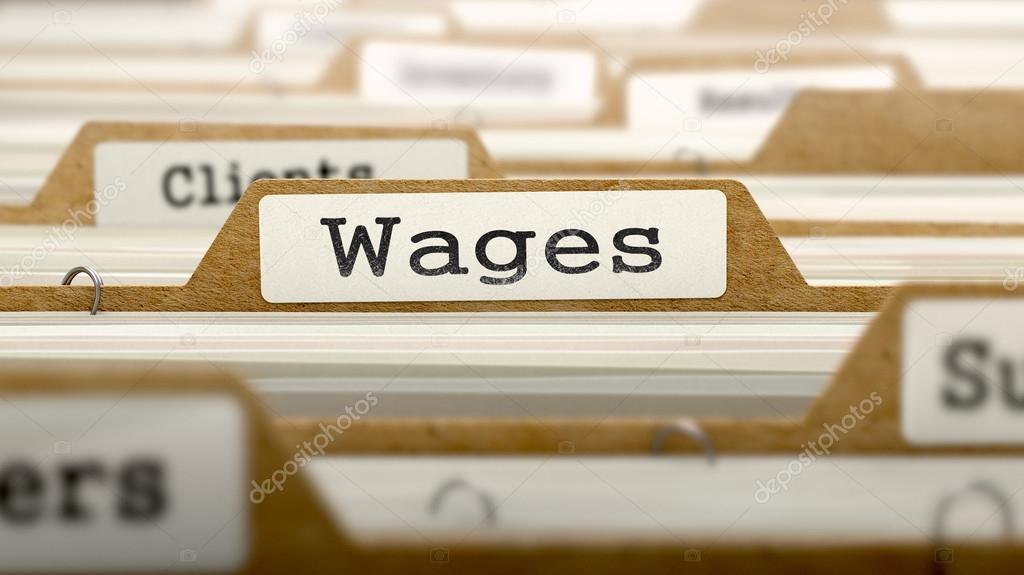 Wages Concept with Word on Folder.