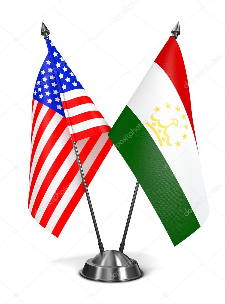 USA and Tajikistan - Miniature Flags.