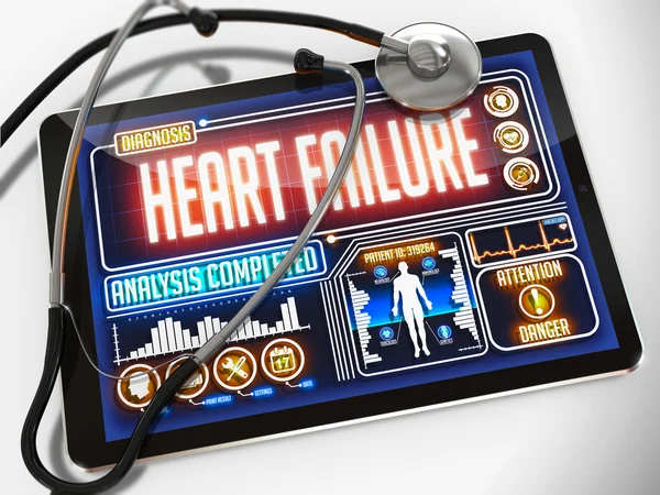Fallimento cardiaco sul display della tavoletta medica . — Foto Stock
