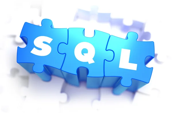 SQL - White Word on Blue Puzzles. — Stok Foto