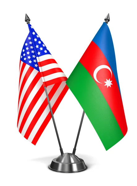 VS en Azerbeidzjan - miniatuur vlaggen. — Stockfoto