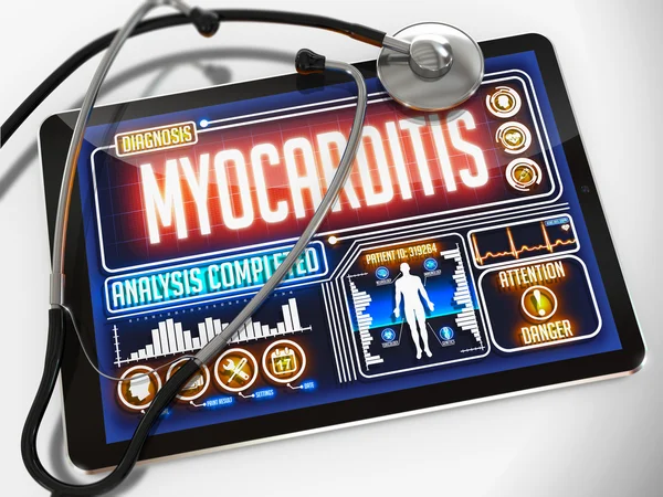 Myocarditis in het Display van medische Tablet. — Stockfoto