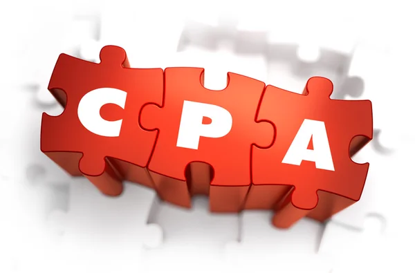 CPA - wit Word op rode puzzels. — Stockfoto
