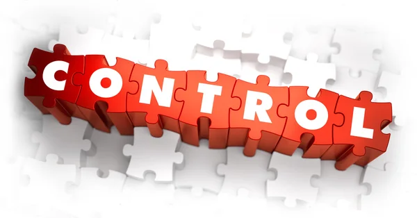 Control - wit Word op rode puzzels. — Stockfoto