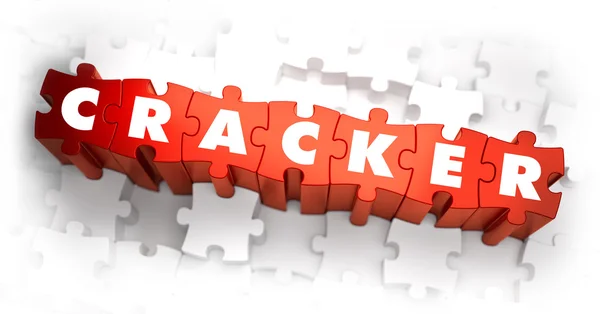 Cracker - Palabra blanca en los rompecabezas rojos . — Foto de Stock