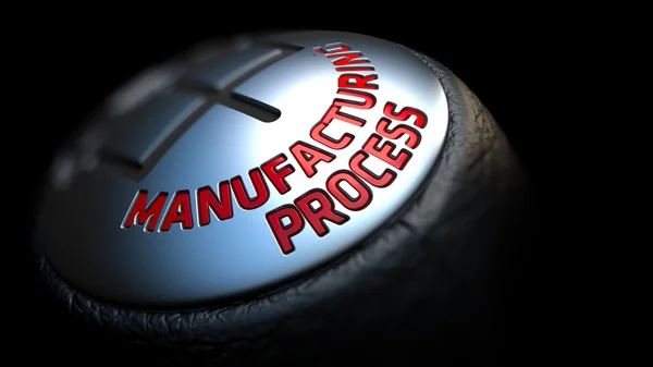 Manufacturing Process on Gear Stick with Red Text. — Stock Photo, Image