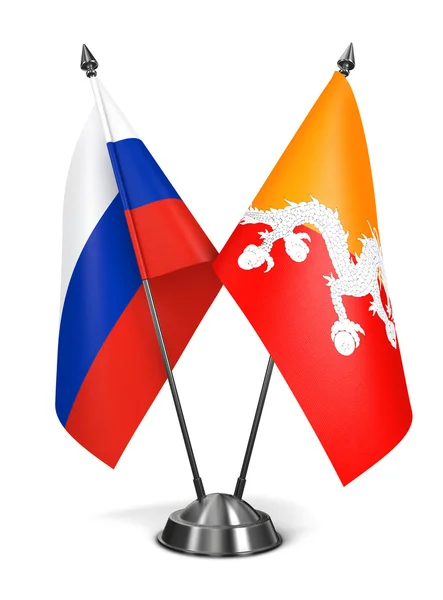 Russia and Bhutan - Miniature Flags. — Stock Photo, Image