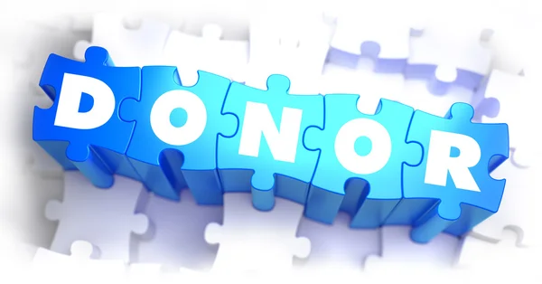 Donor - White Word on Blue Puzzles. — Stok Foto