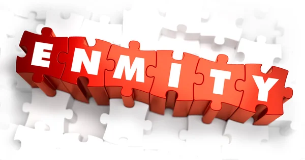 Enmity - White Word on Red Puzzles. — Stock Photo, Image