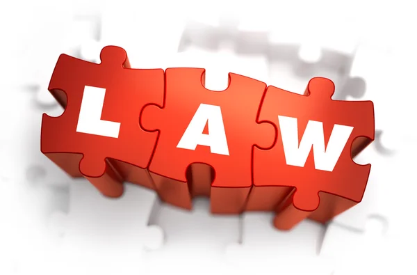 Law - Text on Red Puzzles with White Background. — Stock Photo, Image