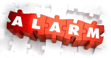Alarm - metin kırmızı beyaz arka plan ile bulmacalar.