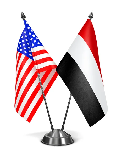 Stati Uniti e Yemen Bandiere in miniatura . — Foto Stock