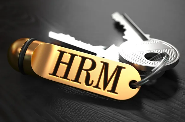 Kulcsok szó HRM arany címkén. — Stock Fotó