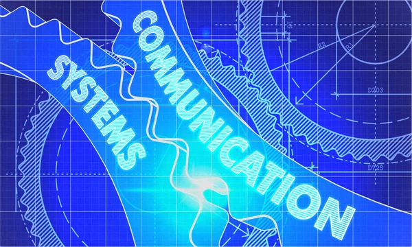 Communication Systems on the Cogwheels. Blueprint Style. — Stock Photo, Image