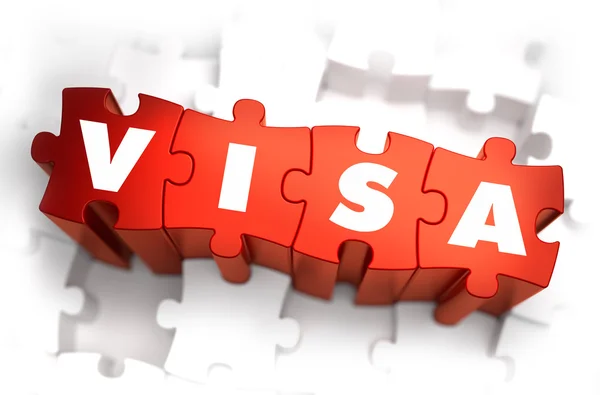 Visa - Parola bianca sugli indovinelli rossi . — Foto Stock