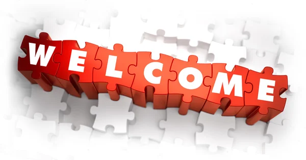 Welcome - White Word on Red Puzzles. — Stock Photo, Image