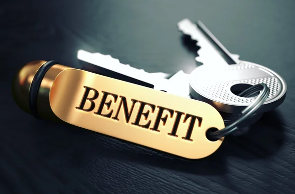 Keys with Word Benefit on Golden Label. — Stock Photo, Image