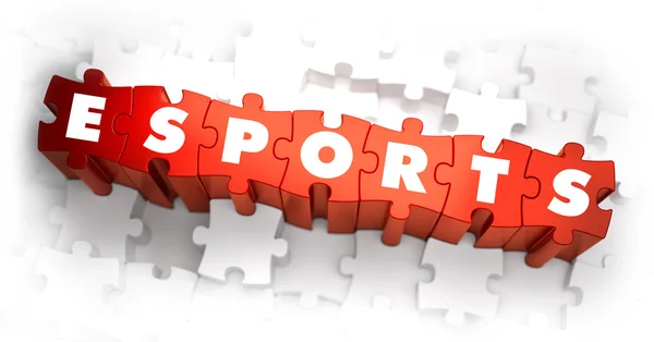 Eports-화이트 레드 퍼즐 단어. — 스톡 사진