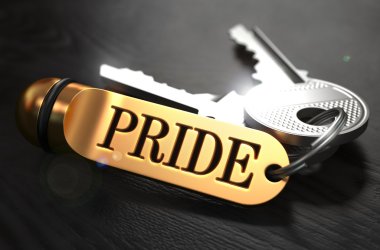 Pride written on Golden Keyring. clipart