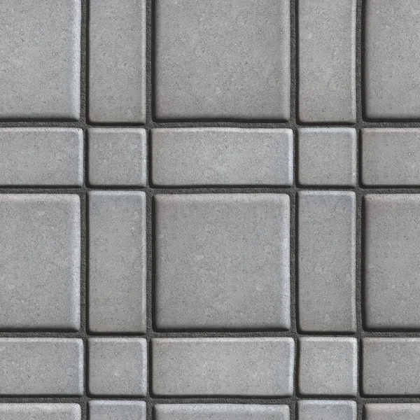 Large Quadratic Gray Pattern Paving Slabs Built of Small Squares and Rectangles. — Stock Photo, Image