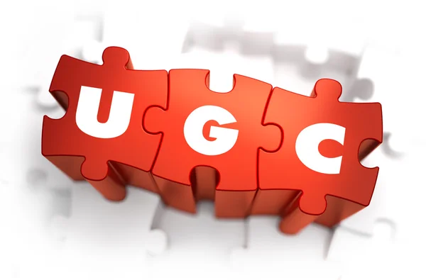 Word - Ugc op rode puzzel. — Stockfoto