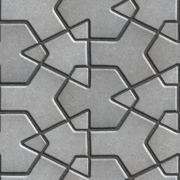 Gray Paving Slabs Built of Crossed Pieces a Various Shapes. — Stock Photo, Image