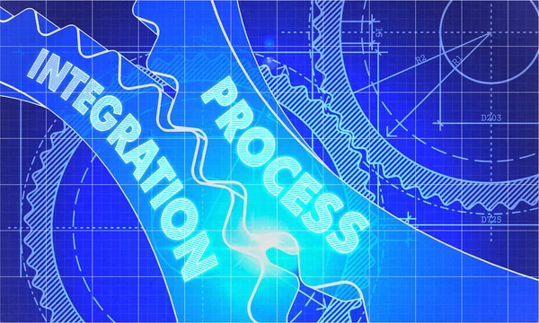 Process Integration Concept. Blueprint of Gears. — Stock Photo, Image