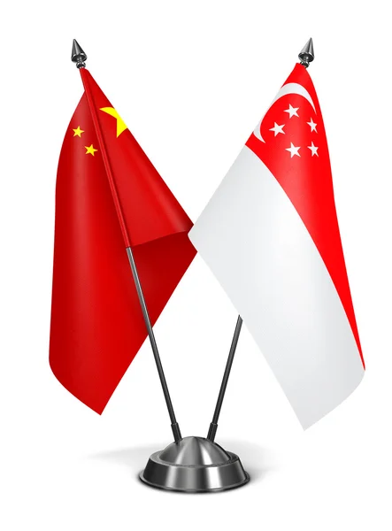 China and Singapore - Miniature Flags. — Stock fotografie