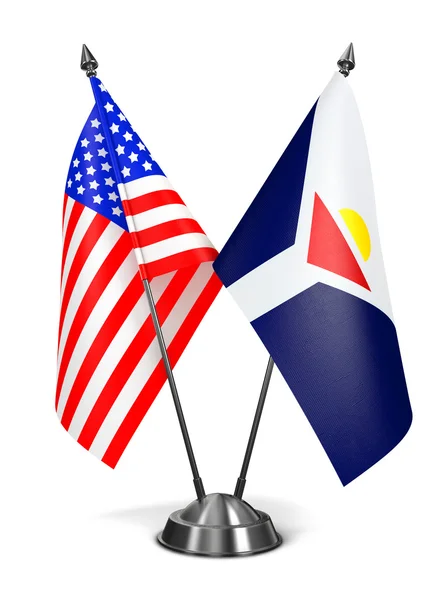 USA and Saint-Martin - Miniature Flags. — 图库照片