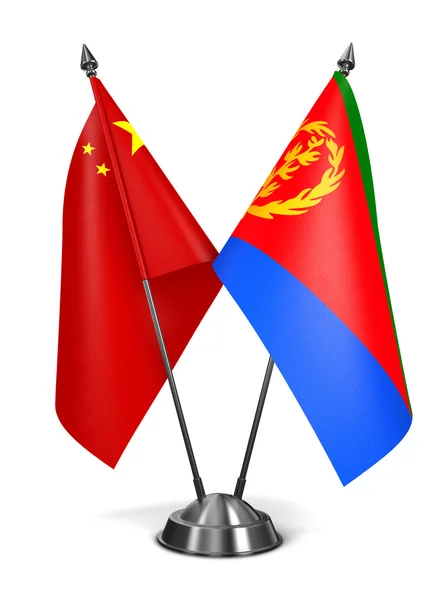 China y Eritrea - Banderas en miniatura . — Foto de Stock