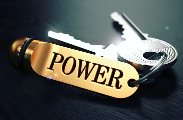 Keys to Power. Concept on Golden Keychain. — Stok fotoğraf