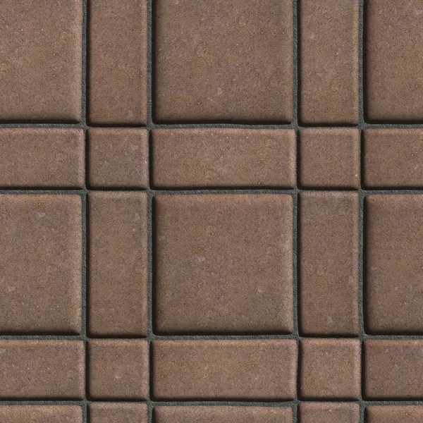 Великий квадратичний коричневий візерунок тротуарні плити побудовані з маленьких квадратів і прямокутників . — стокове фото