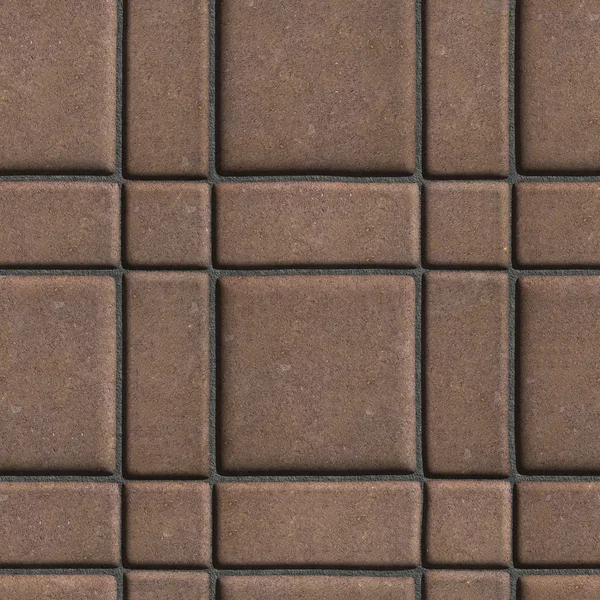 Large Quadratic Brown Pattern Paving Slabs Built of Small Squares and Rectangles. — Φωτογραφία Αρχείου