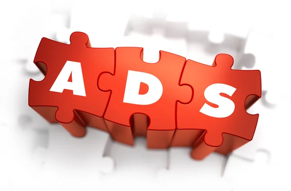 Ads - White Word on Red Puzzles. — Zdjęcie stockowe