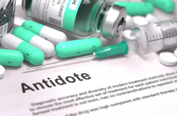 Antidoto. Concetto medico con sfondo sfocato . — Foto Stock