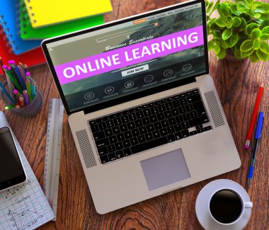 Online Learning Concept on Modern Laptop Screen.