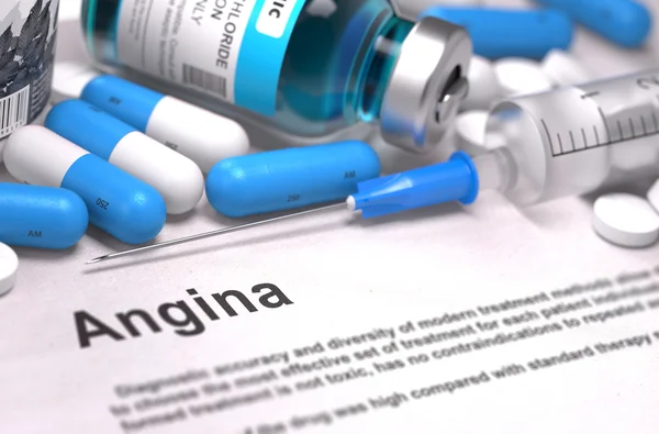 Diagnosi angina. Concetto medico. Composizione dei medicinali . — Foto Stock