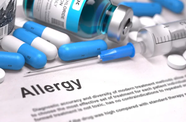 Diagnoosi - allergia. Lääketieteellinen käsite. 3D-renderointi . — kuvapankkivalokuva