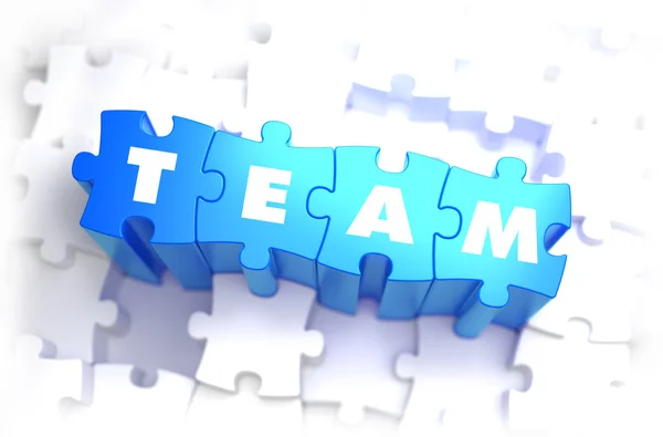 Team - White Word on Blue Puzzles. — Stock Photo, Image