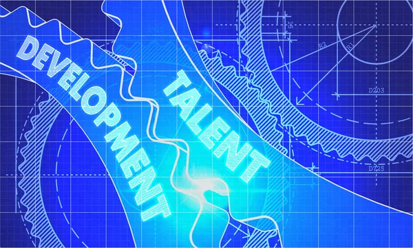 Desenvolvimento de Talentos nas Engrenagens. Estilo Blueprint . — Fotografia de Stock