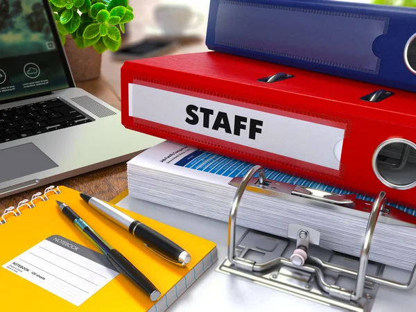 Red Ring Binder with Inscription Staff. — Stockfoto